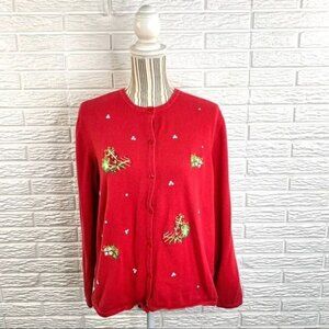 Croft & Barrow Red Christmas Cardigan Sweater Size Extra Large